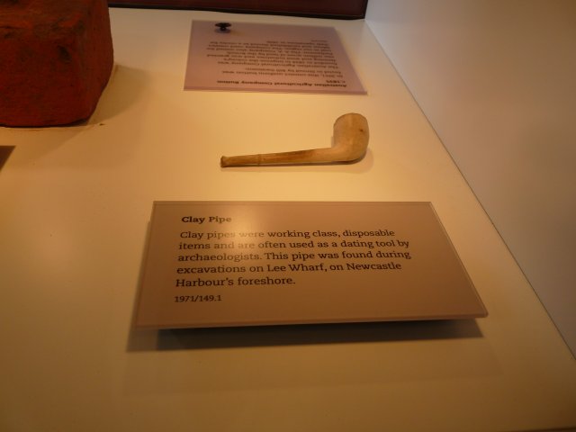 Clay pipe from Lee Wharf Newcastle. Newcastle Museum 2014.